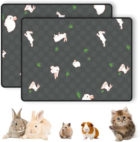 2-Pack Guinea Pig Cage Liner, 36in x 48in Fast Absorption Washable Bedding Pee Pads for Dogs Puppy Rabbit Small Animal Cage Mat, Leakproof & Non-Slip