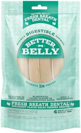 Better Belly Fresh Breath Roll Large Highly Digestible Dog Treats, 4 Count