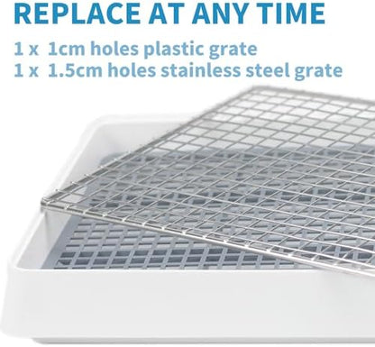 PODOO Rabbit Litter Box – Training Potty Tray for Guinea Pig & Small Pets · Spacious Grid Pan with Low Entrance, Easy-Clean & Odor-Resistant—Helps Keep a Clean Cage and Reduce Mess