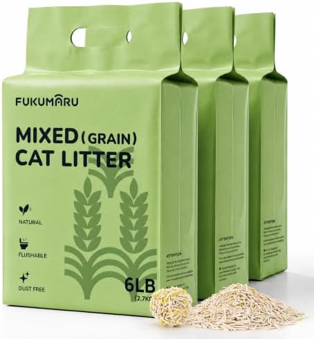 FUKUMARU Tofu Cat Litter, Millet Blend, Vanilla Scented, Clumping, 18 lb