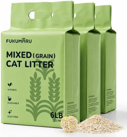 FUKUMARU Tofu Cat Litter, Millet Blend, Vanilla Scented, Clumping, 18 lb