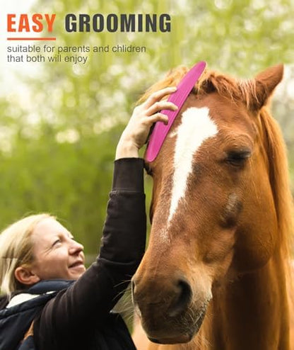Horse Grooming Shedding Tool - Blade-Free Horses Brush for Grooming Kit Supplies, Pink