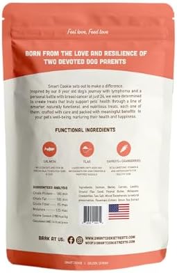 Smart Cookie All Natural Dog Treats - Healthy Skin & Coat Salmon Dog Treats - Ideal for Sensitive Stomachs or Itchy, Allergic, Dry Skin - Dehydrated, Crunchy, Human-Grade, Made in USA - 8oz, Pack of 1