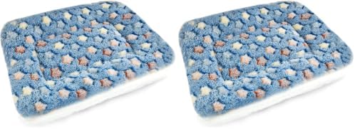 Small Animal Bed Mat, Soft & Warm, Suitable for Guinea Pig, Hamster, Rabbit, Rat and Bearded Dragon (X-Large(13.3''x9.4''), Star Blue) (Pack of 2)