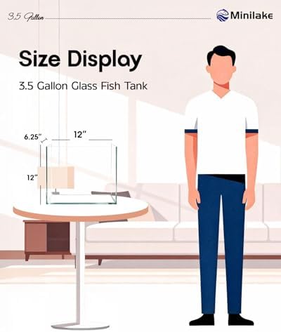 3.5 Gallon Nano Glass Fish Tank, Ultra-Clear Rimless Desktop Aquarium