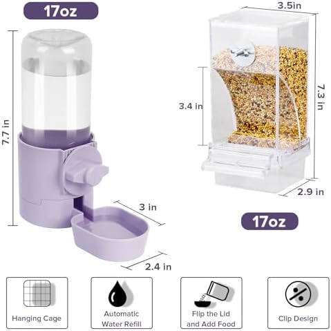 lemtrflo No Mess Bird Feeder Water Dispenser Set, Bird Feeder for Cage