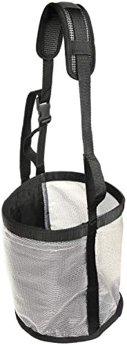 Majestic Ally Horse Feed Bag, Heavy Duty Nylon Mesh Grain Feed Bag, Adjustable Strap with Durable Snap and Elastic Straps, Comfort Neck Pad and Nose Pad- Large (Pony, Beige)