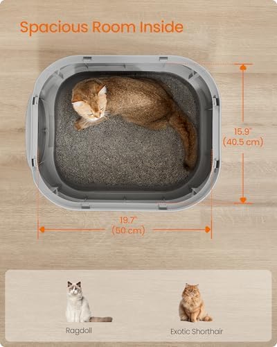 Feandrea Cat Litter Box with Lid, XL Enclosed, Slide-Out Tray, Scoop