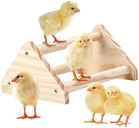 Wooden Chick Perch Stand, Pine Chicks Roosting Bar, Jungle Gym Perch Toys for Chicken Coop & Brooder, Bird Perch for Baby Chicks & Parrots (Small)