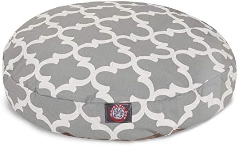 Gray Trellis Medium Round Indoor Outdoor Pet Dog Bed With Removable Washable Cover By Majestic Pet Products