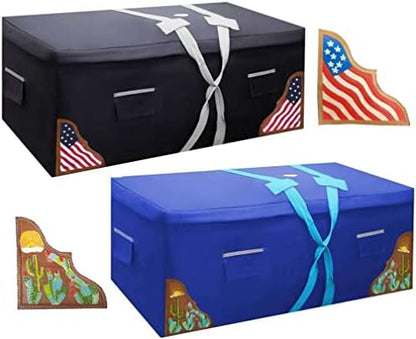 Large Hay Bale Bag – 44"x16"x20" Waterproof 1200D Nylon with Patented Ventilation Windows, Hand-Tooled Leather Patriotic Corners, Fits 2-String Bales, Ideal for Shows & Daily Use