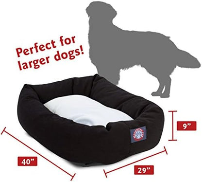 Majestic Pet Sherpa Bagel Dog Bed, 40 Inch Large, Round, Washable, Black