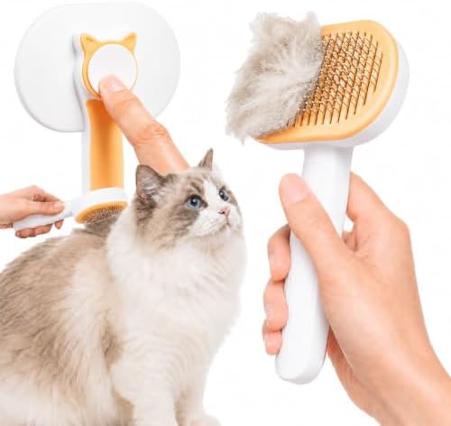 Cat Brushes for Indoor Cats, Cat Deshedding Tool for Long Hair Cats, White