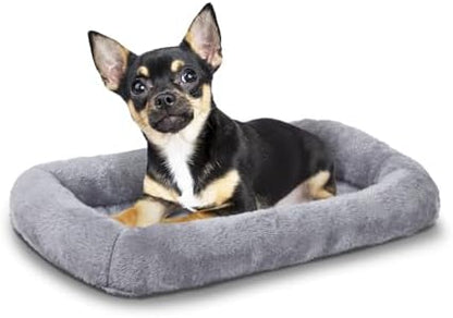 Patas Lague Small Dog Bed Bolster Pet Crate Mat 16''x12'' Grey