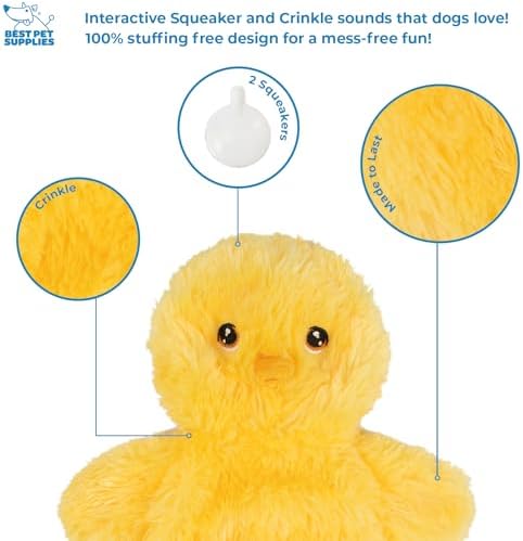 Best Pet Supplies Interactive Squeaky Dog Toy - Baby Chicken, Yellow