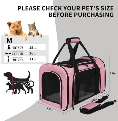 Carriers Soft-Sided Pet Carrier Pink for Medium Large Cats Dogs Undertake 35Lbs,Ventilated Mesh Windows,Top Load Cat Carrier with Airline Approved(X-Large,Pink)