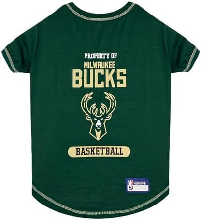 Pets First Cute Dog T-Shirt, Medium - NBA Milwaukee Bucks Dog & Cat Shirt with Basketbal Team Logo. A Comfortable & Fashionable Yet Durable Pet Outfit, Sporty Dog Shirt