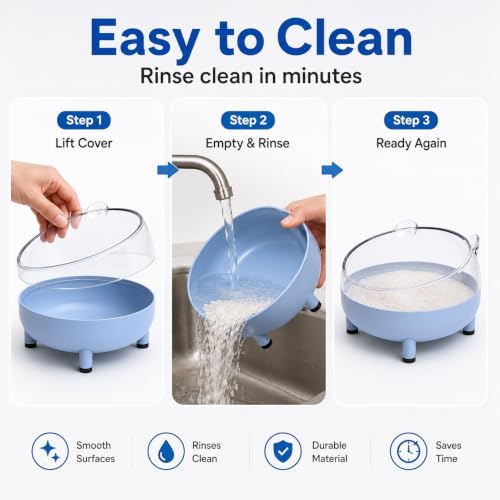 Meow&Woof Hamster Sand Bath Container, Large Sandbox Toilet Gerbil Batheoom, Tiny Chinchilla Dust Bathtub Sand Bath Box for Hamster Cage Accessories 5.2 Inch - Blue