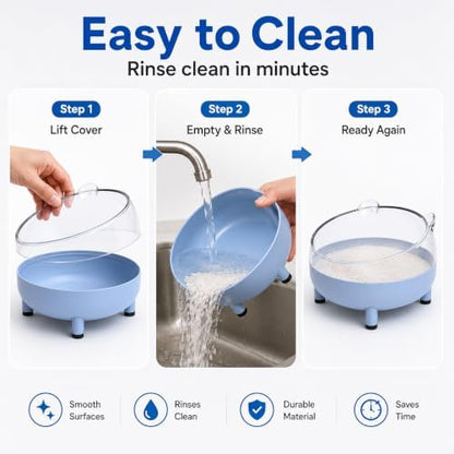 Meow&Woof Hamster Sand Bath Container, Large Sandbox Toilet Gerbil Batheoom, Tiny Chinchilla Dust Bathtub Sand Bath Box for Hamster Cage Accessories 5.2 Inch - Blue
