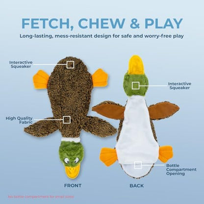 Best Pet Supplies 2-in-1 Fun Skin Stuffless Dog Toy - Wild Duck, Medium