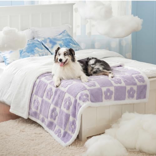 LE SURE Waterproof Dog Blankets for Large Dogs Cute Cozy 3D Jacquard,50x60