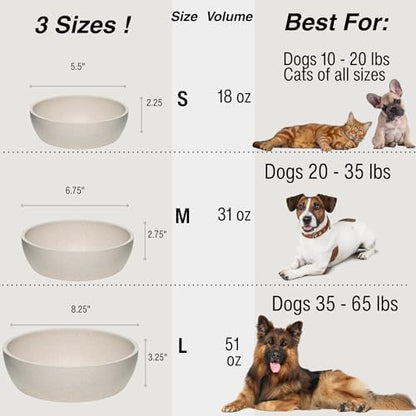 Loving Pets - Dolce Bamboo - Eco-Friendly Pet Bowls & Dishes for Dog, Cats, Puppy Food and Water Bowl -Sustainable and Dishwasher Safe, Made with Real Bamboo (Large, Oat-Beige)