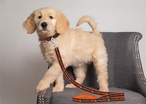 Pets First NFL Licensed Cleveland Browns Pet Leash, Size Small – Durable Satin Dog & Cat Walking Strap and Pet Tether with Embroidered Team Name & Logo