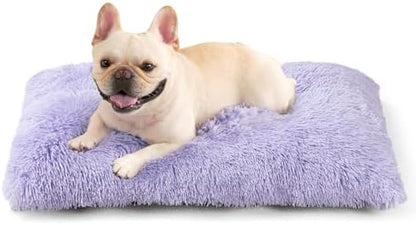 EHEYCIGA Fluffy Dog Crate Bed for Medium Dogs, Plush Crate Pad, Purple