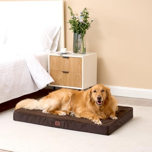 EHEYCIGA Orthopedic Dog Bed Large with Removable Washable Cover, 41IN Brown