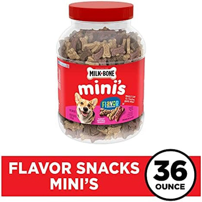 Milk-Bone Mini's Flavor Snacks Dog Treats Bundle: 36 Ounce Canister + 2 Refill Packs
