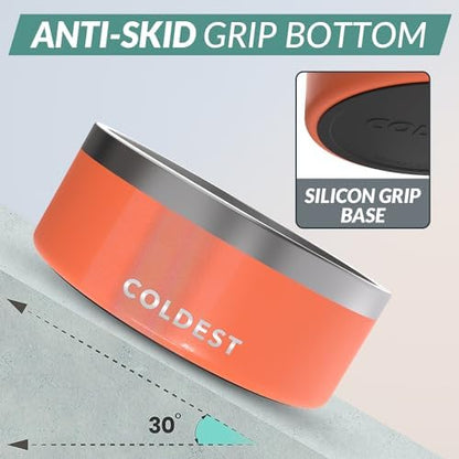 Coldest Dog Bowl - Anti Rust Metal, Non Slip, 3 Layers Insulated Stainless Steel Dog Bowls - Spill Proof & Heavy Duty - Water Bowl for Dogs, Cats & Pets, Dish Washer Safe (100 oz, Candy Red Glitter)