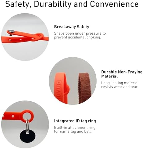 Airtag Silicone Cat Collar - Soft, Comfortable, and Lightweight Breakaway Collar with Air Tag GPS Tracker Holder for Outdoor Cats and Sensitive Skin Kittens by Nuvuq (6 ⅞" to 10 ¼", Orange)