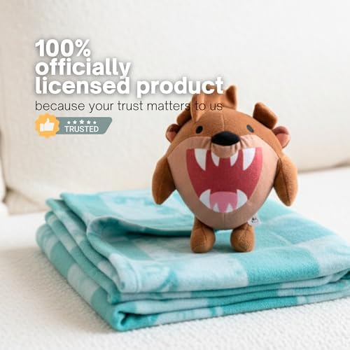 Looney Tunes Tasmanian Devil Pet Throw & Squeaky Pillow Set, Stimulating Toy As Gifts for Puppies, Cats, Dogs, (Officially Licensed) By Franco