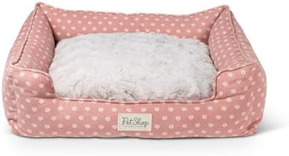 Fringe Studio Ditsy Block Dark Blush 24" W x 21" D x 7" H Small Rectangular Cuddler Pet Bed W/Reversible Cushion, 100% Cotton Canvas Exterior, Machine Washable, PetShop Collection (755SM002)