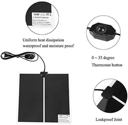 KABASI Reptile Heating Pad with Temperature Control, 14W 11x11inch