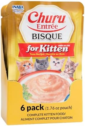 INABA Churu Entree Bisque Kitten Wet Cat Food, Tuna, 6ct