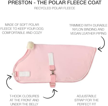 Pet Passion Preston II - The Polar Fleece Coat, Recycled Polar Fleece Warm Dog Jacket for Cold Weather for Small, Medium, Large Dogs, Pink, X-Large (55-80 lbs)