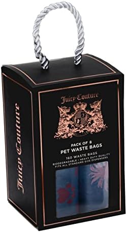 Juicy Couture Dog Poop Bag Palm Tree/Paw Print – Disposable Easy Tear Doggie Poop Bags, Heavy-Duty, Leak-Resistant, Unscented Dog Waste Bags Refill 9 x 12 Inches Dog Essentials
