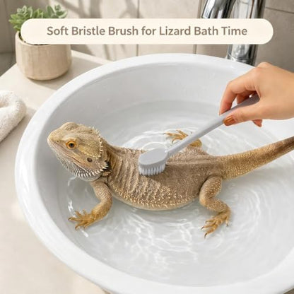Bearded Dragon Tank Cleaning Kit, Reptile Enclosure Cleaning Set with Mini Dustpan, Brush, Scraper & Cleaning Cloth, Small Reptile Cleaning Accessories for Lizard, Gecko, Hedgehog Glass Terrarium