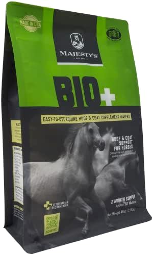 Majesty's BIO+ Biotin Wafers - Superior Horse/Equine Hoof and Coat Support Supplement - Copper, Zinc, Lysine, Methionine - 60 Count (2 Month Supply)
