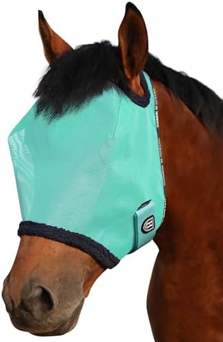Harrison Howard All Round Mesh Horse Fly Mask UV Protective with Fleece Padded Edging Mint S