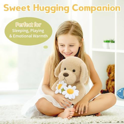 MaoGoLan Dog Stuffed Animal Kawaii Cute Dog Plush, 11.8" Flower Stuffed Dog Puppy Plushies Toy, Gift for Girls Kids Boys Adults, Room Office Desk Decor