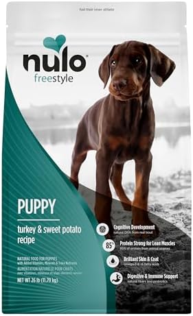 Nulo Freestyle Puppy Food - Turkey & Sweet Potato, Grain Free Dog Food Dry for Puppies, Natural, High Protein Kibble with Probiotics, DHA & Omega 3 Fatty Acids for Small and Medium Breeds, 26lb Bag
