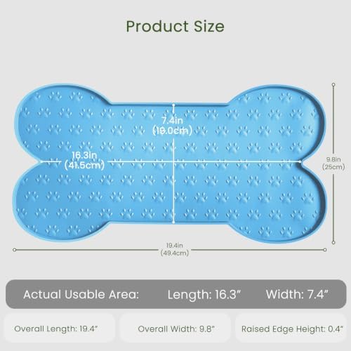 PWTAA Dog Food Mat Anti-Slip Silicone Dog Bowl Mat Thicker Pet Placemat Waterproof Cat Feeder Pad with Raised Edge Puppy Kitten Feeding Mats Suitable Small Medium-Sized Dogs Cats Eating Tray - 2PCS