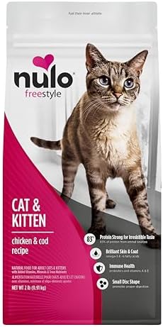Nulo Freestyle Cat & Kitten Dry Food - Chicken & Cod Recipe, High Protein Grain Free Cat Food, Natural Kibble with Probiotics & Omega Fatty Acids, 2lb Bag