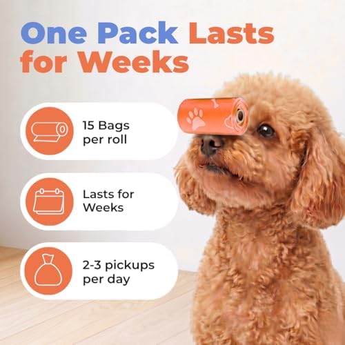 Best Pet Supplies Poop Bags for Dogs - Orange, 240 Count