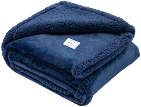 Waterproof Dog Throw Blanket Reversible Pet Fleece Blankets Bed Cover Dark Blue Puppy Blankets Leakproof Sofa Couch Washable Cover Cat Pet Blanket for Warm-Navy Blue,S-40x28in