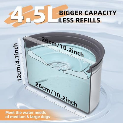 Decflow 1.2Gal No Spill Dog Water Bowl with Slow Drinking Feeder