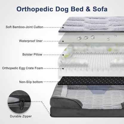 FURTIME Orthopedic Medium Dog Bed, Supportive Waterproof Pet Bed