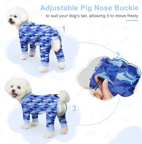 Bienbee Dog Pajamas, 4 Pack Adjustable Onesies for Small to Large Dogs L